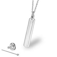 Titanium Steel Cinerary Casket Pendant, Column, silver color plated, different styles for choice, 8x50mm, Sold By PC