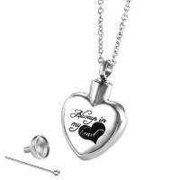 Titanium Steel Cinerary Casket Pendant, Heart, silver color plated, different styles for choice & enamel, 21x30mm, Sold By PC