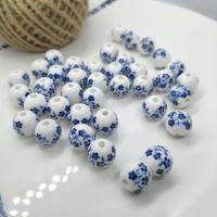 Abalorios de cerámica de la impresión, Porcelana, Esférico, hecho a mano, diverso tamaño para la opción, más colores para la opción, 6mm, agujero:aproximado 2mm, 50PCs/Bolsa, Vendido por Bolsa