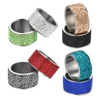 Rhinestone Stainless Steel Finger Ring plated Unisex & with rhinestone Sold By PC