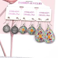 Tibetan Style Earring Set, plated, three pieces & for woman & enamel, multi-colored, 47mm,20mm,31mm,15mm,30mm,14mm, Sold By Set