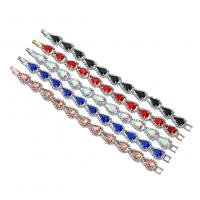 Tibetan Style Bracelet, with Rhinestone, Teardrop, plated, for woman, more colors for choice, nickel, lead & cadmium free, 200x12mm, Sold By PC