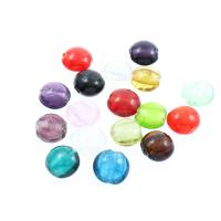 Perles murano faites à la main , chalumeau, Plat rond, normes différentes pour le choix & poudre argentée, Couleur aléatoire, Trou:Environ 1mm, Environ 100PC/sac, Vendu par sac