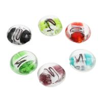 Silver Foil Lampwork Beads, Flat Round, Random Color, 20x10mm, Hole:Approx 1mm, Approx 100PCs/Bag, Sold By Bag