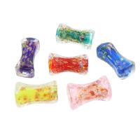 Gold Sand Lampwork Beads, Dog Bone, inner flower, Random Color, 16x31x11mm, Hole:Approx 3mm, Approx 100PCs/Bag, Sold By Bag