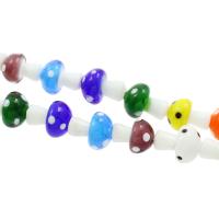 Holprige Lampwork Perlen, Pilz, uneben, Zufällige Farbe, 15x19x8mm, Bohrung:ca. 2mm, ca. 100PCs/Tasche, verkauft von Tasche