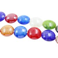 Innerer Twist Lampwork Perlen, flache Runde, innen Twist, Zufällige Farbe, 20x19x11mm, Bohrung:ca. 1mm, ca. 100PCs/Tasche, verkauft von Tasche