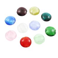 Silberfolie Lampwork Perlen, flache Runde, verschiedene Größen vorhanden, Zufällige Farbe, Bohrung:ca. 1mm, ca. 100PCs/Tasche, verkauft von Tasche