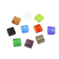 Lampwork Beads, Squaredelle, different size for choice, Random Color, Hole:Approx 1mm, Approx 100PCs/Bag, Sold By Bag