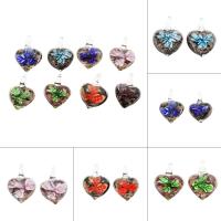 Inner Flower Lampwork Pendants, Heart, gold sand, mixed colors, 21x30x11mm, Hole:Approx 7mm, 50PCs/Bag, Sold By Bag
