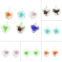 Inner Flower Lampwork Pendants Heart mixed colors Approx 6mm Sold By Box