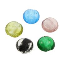 Lampwork Beads, Flat Round, different size for choice & silver powder, Random Color, Hole:Approx 1mm, Approx 100PCs/Bag, Sold By Bag