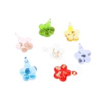 Gold Sand Lampwork Pendants, Flower, Random Color, 25x33x10mm, Hole:Approx 2mm, Approx 100PCs/Bag, Sold By Bag