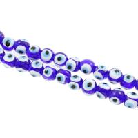 Böser Blick Lampwork Perlen, rund, böser Blick- Muster & verschiedene Größen vorhanden, blau, Bohrung:ca. 2mm, ca. 100PCs/Tasche, verkauft von Tasche