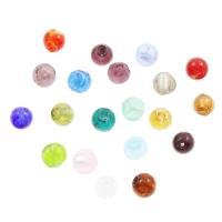 Handgewickelte Perlen, Lampwork, rund, verschiedene Größen vorhanden, Zufällige Farbe, Bohrung:ca. 1mm, ca. 100PCs/Tasche, verkauft von Tasche