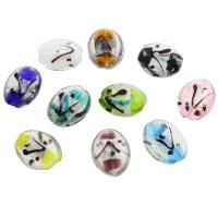 Silver Foil Lampwork Beads, Olive, Random Color, 25x30x12mm, Hole:Approx 2mm, Approx 100PCs/Bag, Sold By Bag