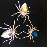 Tibetan Style Brooches, with Crystal, Spider, gold color plated, Unisex & with rhinestone, more colors for choice, nickel, lead & cadmium free, 53x53mm, 2PCs/Lot, Sold By Lot