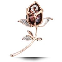 Tibetan Style Brooches, with Crystal, Flower, plated, for woman & with rhinestone, more colors for choice, nickel, lead & cadmium free, 38x60mm, Sold By PC