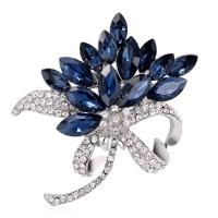 Tibetan Style Brooches, with Crystal, Flower, plated, for woman & with rhinestone, more colors for choice, nickel, lead & cadmium free, 40x45mm, Sold By PC