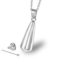 Titanium Steel Cinerary Casket Pendant, Teardrop, silver color plated, different styles for choice, 13x47mm, Sold By PC