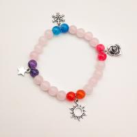 Gemstone Bracelets, with Tibetan Style, antique silver color plated, handmade & for woman, pink, 8mm, Sold Per Approx 7.5 Inch Strand