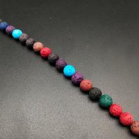 Natürliche Lava Perlen, keine, 8mm, Bohrung:ca. 1mm, ca. 22PCs/Strang, verkauft von Strang