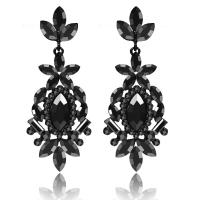 Zinc Alloy Drop Earrings gun black plated for woman & with rhinestone nickel lead & cadmium free Sold By Pair