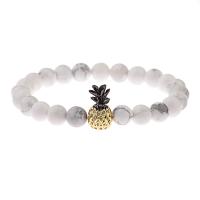 Gemstone Bracelets with Zinc Alloy Pineapple & Unisex & with rhinestone 8mm Sold Per 7.5 Inch Strand