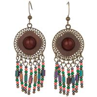 Tibetan Style Tassel Earring, with Seedbead & Acrylic, plated, for woman, multi-colored, nickel, lead & cadmium free, 60x23mm, Sold By Pair