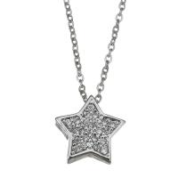 Stainless Steel Jewelry Necklace with 2inch extender chain Star oval chain & micro pave cubic zirconia original color 1mm Sold Per Approx 17 Inch Strand