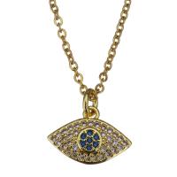 Stainless Steel Jewelry Necklace with 2inch extender chain Eye oval chain & micro pave cubic zirconia gold 1.5mm Sold Per Approx 17 Inch Strand