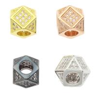 Brass European Large Hole Beads, plated, with rhinestone, more colors for choice, nickel, lead & cadmium free, 8x11x8mm, Hole:Approx 4mm, Sold By PC