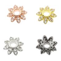 Brass Bead Cap, Flower, plated, with rhinestone, more colors for choice, nickel, lead & cadmium free, 10x9x3mm, Sold By PC