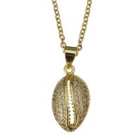 Stainless Steel Jewelry Necklace with 2inch extender chain oval chain & micro pave cubic zirconia gold 1.5mm Sold Per Approx 17 Inch Strand