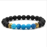 Lava Bracelet with Gemstone & Zinc Alloy gold color plated & for man 8mm Sold Per 7.5 Inch Strand