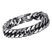 Titanium Steel Bracelet silver color plated & for man 9mm Sold By Strand