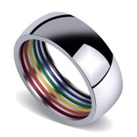 Ring Finger Titantium stali, Platerowane w kolorze srebra, różnej wielkości do wyboru & dla człowieka & emalia, 8mm, rozmiar:7-12, sprzedane przez PC