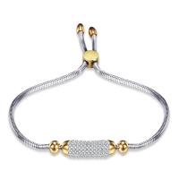 Titanium Stål Armbånd, forgyldt, slange kæde & for kvinde & med rhinestone, flere farver til valg, 2.6mm, 7.5mm, Solgt Per Ca. 9.5 inch Strand