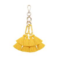 Tibetan Style Key Chain, with Cotton Thread & Acrylic, Tassel, gold color plated, more colors for choice, nickel, lead & cadmium free, 190mm, Sold By PC