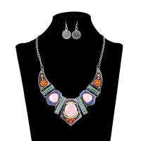 Zinc Alloy Jewelry Sets earring & necklace with Acrylic plated oval chain & for woman 40mm 17mm Length Approx 19.68 Inch Sold By Set