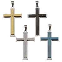Stainless Steel Cross Pendants, with letter pattern, more colors for choice, 31x52x4mm, Hole:Approx 5x8mm, Sold By PC