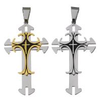 Stainless Steel Cross Pendants, more colors for choice, 35x62x3mm, Hole:Approx 6x10mm, Sold By PC