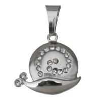Stainless Steel Animal Pendants Snail with rhinestone original color Approx Sold By PC