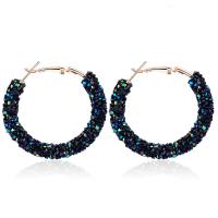 Zinc Alloy Hoop Earring gold color plated fashion jewelry & for woman & with rhinestone Sold By Pair