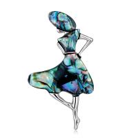 Zinc Alloy Brooches with Abalone Shell Girl plated for woman platinum color Sold By PC