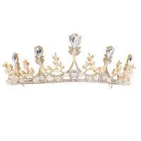 Krone, Zinklegierung, mit Kunststoff Perlen, plattiert, für Braut & mit Strass, keine, 140x60mm, verkauft von PC