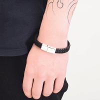 PU Leder Armband, mit Zinklegierung, handgefertigt & gewebte Muster & für den Menschen, keine, frei von Nickel, Blei & Kadmium, 215x10mm, verkauft von PC