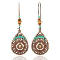 Tibetan Style Drop Earrings, with Seedbead, plated, vintage & folk style & for woman & enamel, multi-colored, nickel, lead & cadmium free, 70x23mm, Sold By Pair