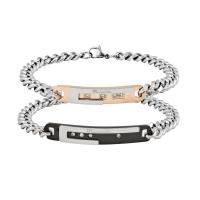 Titanium Steel Bracelet, plated, French Rope Chain & Unisex & with rhinestone, more colors for choice, 40mm,55mm, Sold Per Approx 8.66 Inch Strand