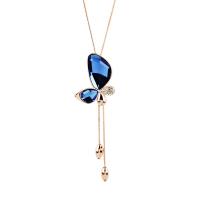 Zinc Alloy Jewelry Necklace with Quartz Butterfly gold color plated for woman & with rhinestone nickel lead & cadmium free Sold Per Approx 18.12 Inch Strand